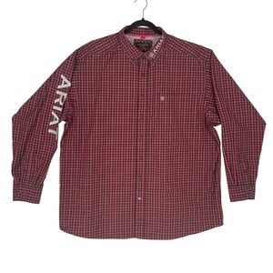 Ariat Pro Series Mens Plaid Button Down Shirt Long Sleeve XXL Red Black